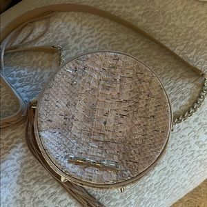 Elaine Turner Round, Cork Crossbody Bag with Tassle